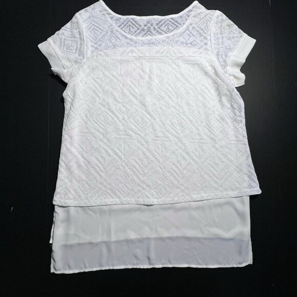 The Limited Women's Ivory Lace Overlay Short Sleeve Blouse Top Size S - Picture 3 of 8